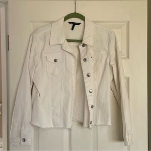 Baccini Crop White Denim Jacket